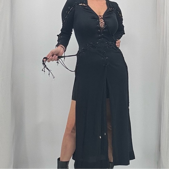 Vintage Y2K Goth Avant Garde Whimsigoth Cosplay Cut Out Corset Dress - Picture 2 of 16